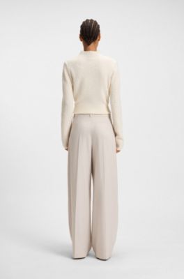 Regular-fit trousers in soft flannel, White