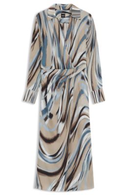 Swirl-print dress with wrap front, Patterned