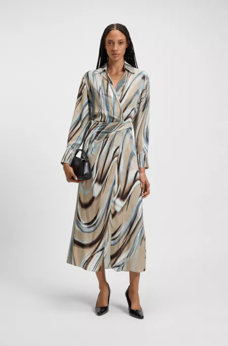 Swirl-print dress with wrap front