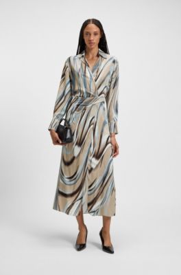 Swirl-print dress with wrap front, Patterned