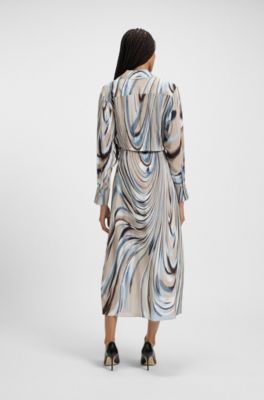 Vestido cruzado con estampado de remolino, Fantas&iacute;a