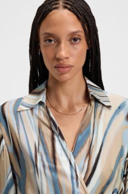 Swirl-print dress with wrap front, Patterned
