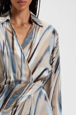 Swirl-print dress with wrap front, Patterned