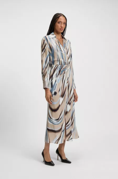 Swirl-print dress with wrap front
