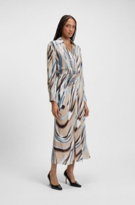 Swirl-print dress with wrap front, Patterned