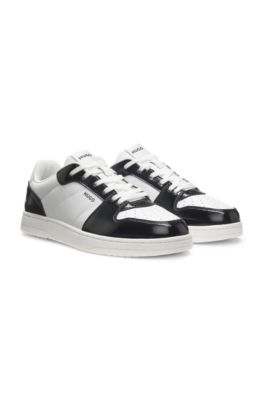 Logo-detail trainers with colour-blocking, White
