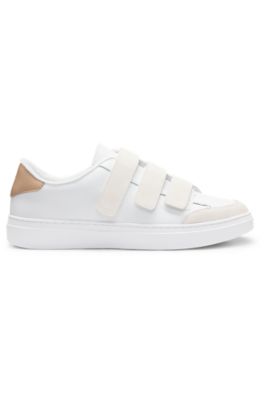 Deportivas de piel con tiras ajustables de ante, Blanco
