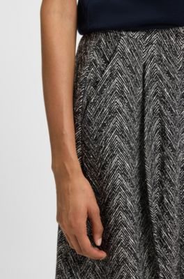 Pantalon large Regular en tweed &agrave; chevrons, Fantaisie