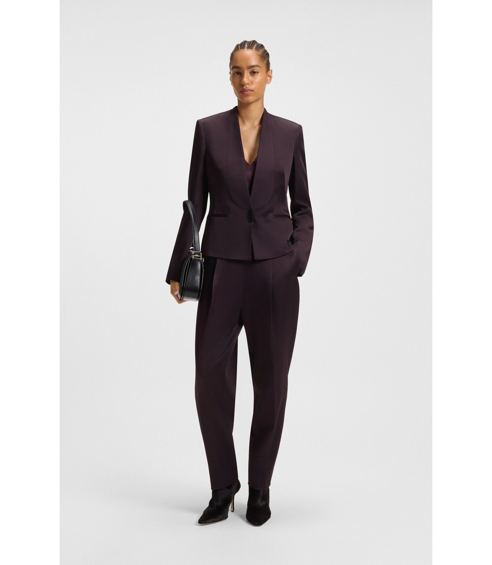BOSS - Regular-fit tuxedo blazer with shawl lapels - Light Purple