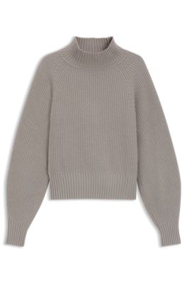 Jersey de corte holgado con cuello vuelto y mangas ragl&aacute;n, Beige claro