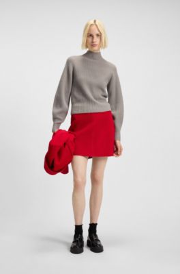 Jersey de corte holgado con cuello vuelto y mangas ragl&aacute;n, Beige claro