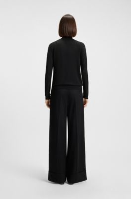 Jersey de cuello vuelto en lana merina, Negro