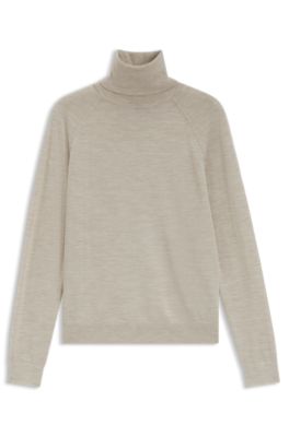 Slim-fit turtleneck sweater in extra-fine merino wool, White