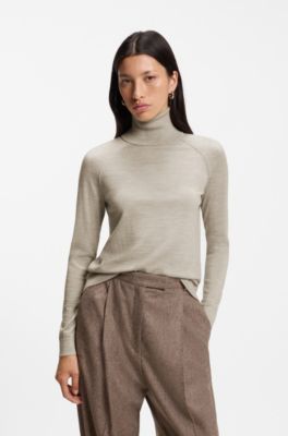 Slim-fit turtleneck sweater in extra-fine merino wool, White