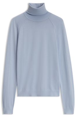 Slim-fit turtleneck sweater in extra-fine merino wool, Purple