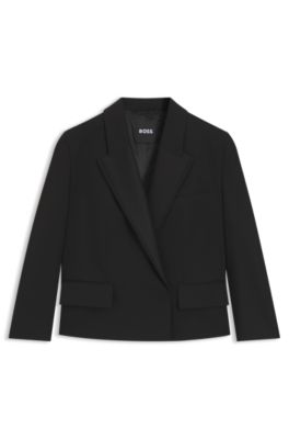 Blazer de esmoquin relaxed fit en sarga de lana virgen, Negro