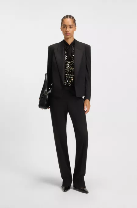 Relaxed-fit tuxedo blazer in virgin-wool twill