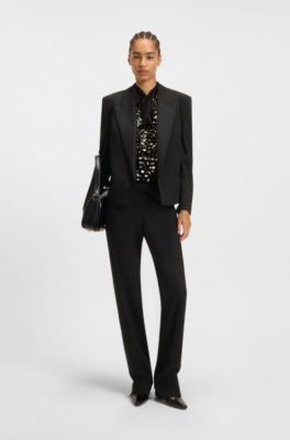 Blazer de esmoquin relaxed fit en sarga de lana virgen, Negro