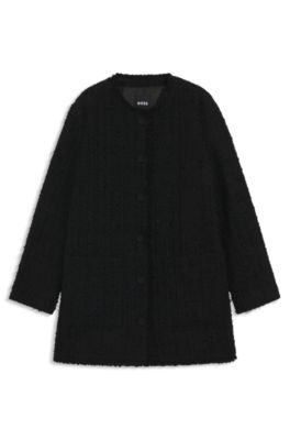 Oversized-fit blazer in velvet tweed, Patterned