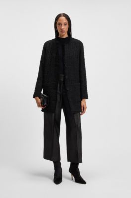 Oversized-fit blazer in velvet tweed, Patterned