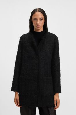 Oversized-fit blazer in velvet tweed, Patterned