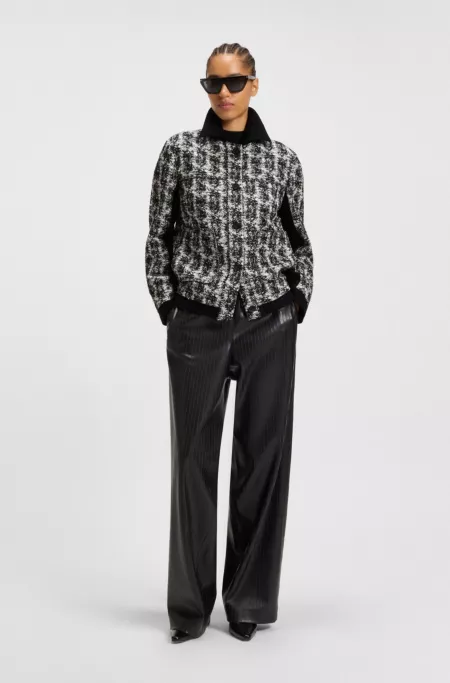 Regular-fit blazer in patterned feather tweed