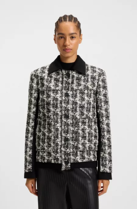 Regular-fit blazer in patterned feather tweed