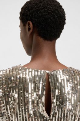 Haut &agrave; sequins et &eacute;paulettes, Orange fonc&eacute;