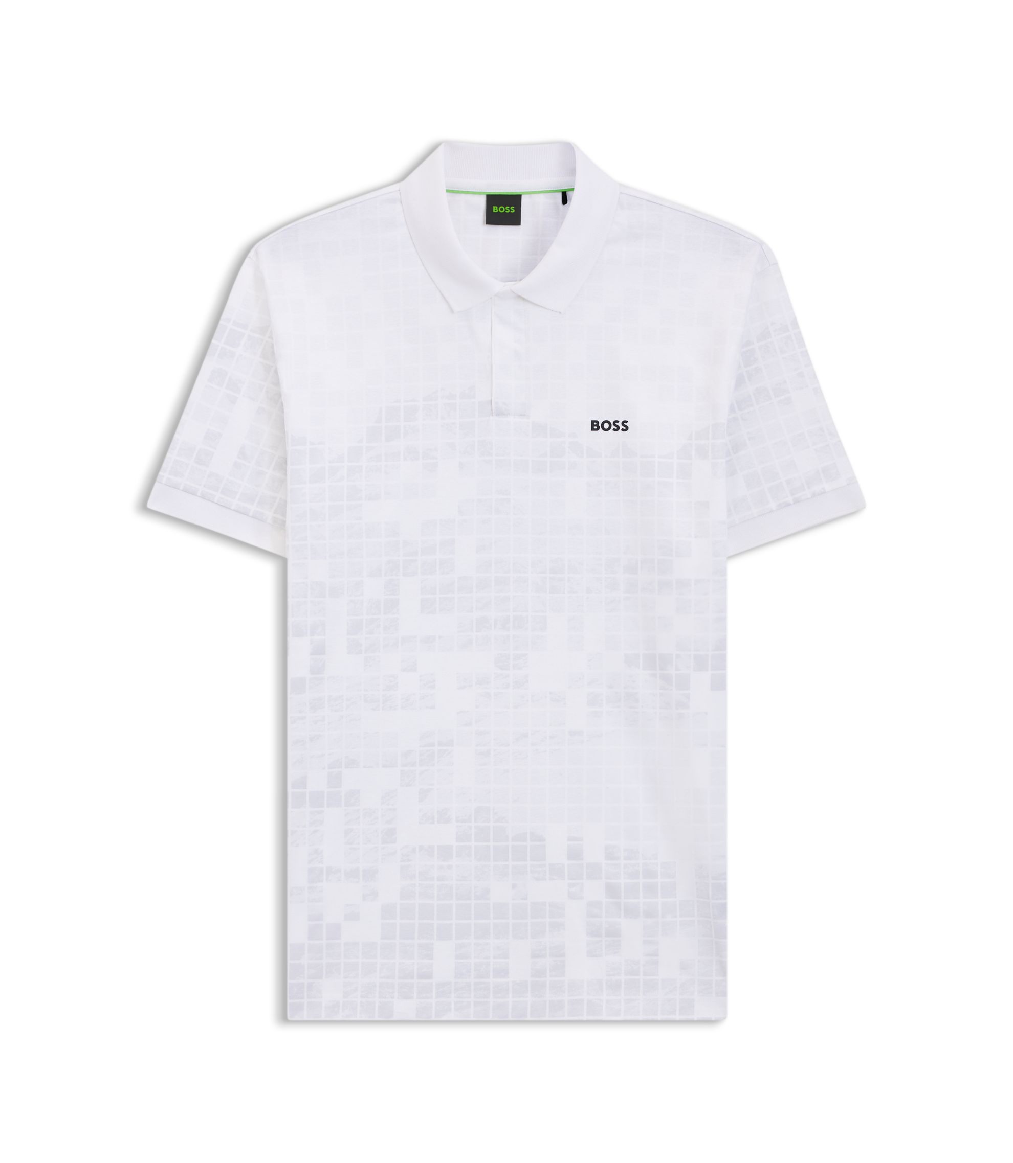 BOSS - Printed-graphic polo shirt in mercerised cotton - White