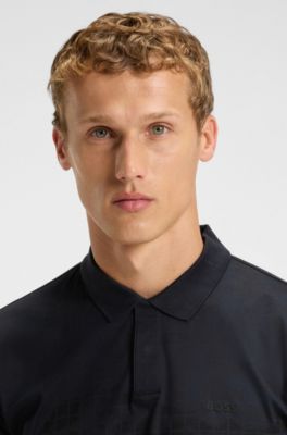 Polo de algod&oacute;n mercerizado con gr&aacute;ficos estampados, Azul oscuro