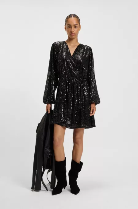 Sequin dress with wrap front