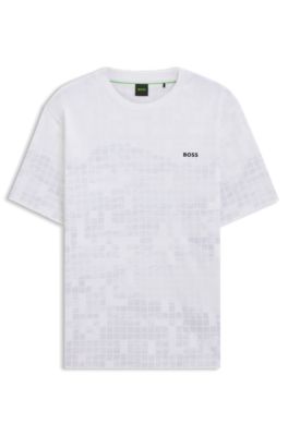 Printed-graphic T-shirt in mercerised cotton, White