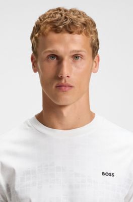 Printed-graphic T-shirt in mercerised cotton, White