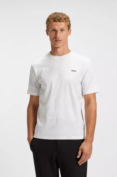 Printed-graphic T-shirt in mercerised cotton