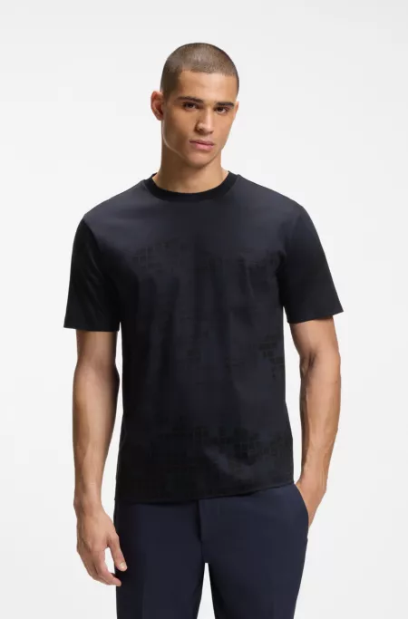 Printed-graphic T-shirt in mercerised cotton