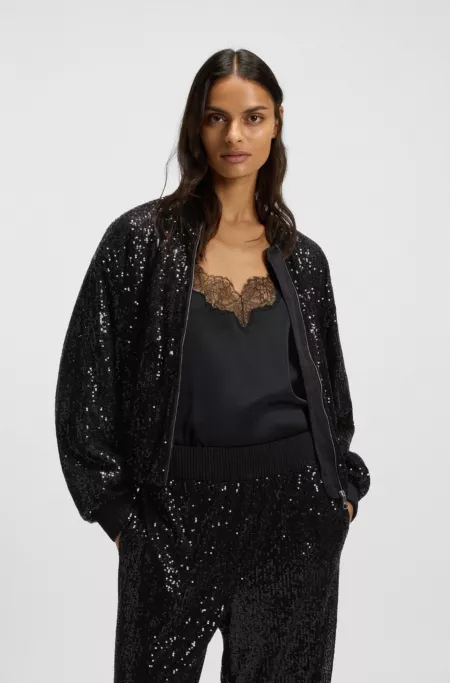 Relaxed-fit jacket with sequin embellishments