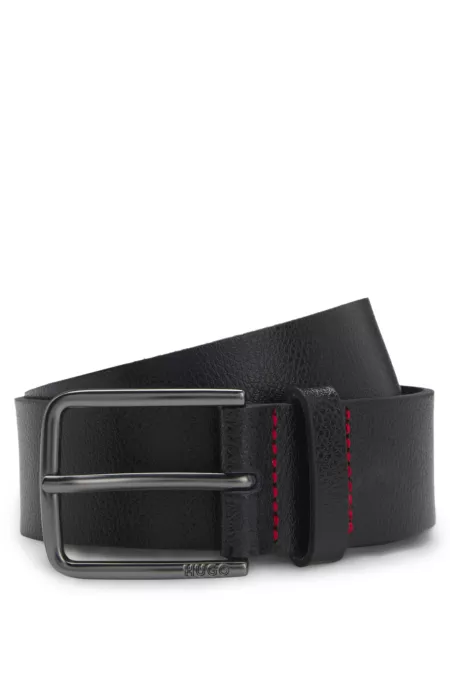 Leather belt with embossed grain