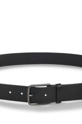 Leather belt with embossed grain, Black