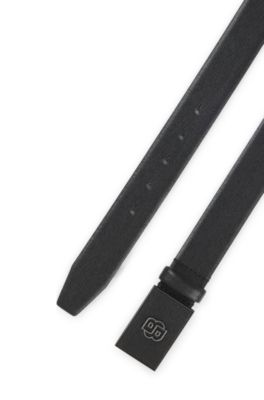 Cintur&oacute;n de piel italiana con hebilla con monograma Double B, Negro