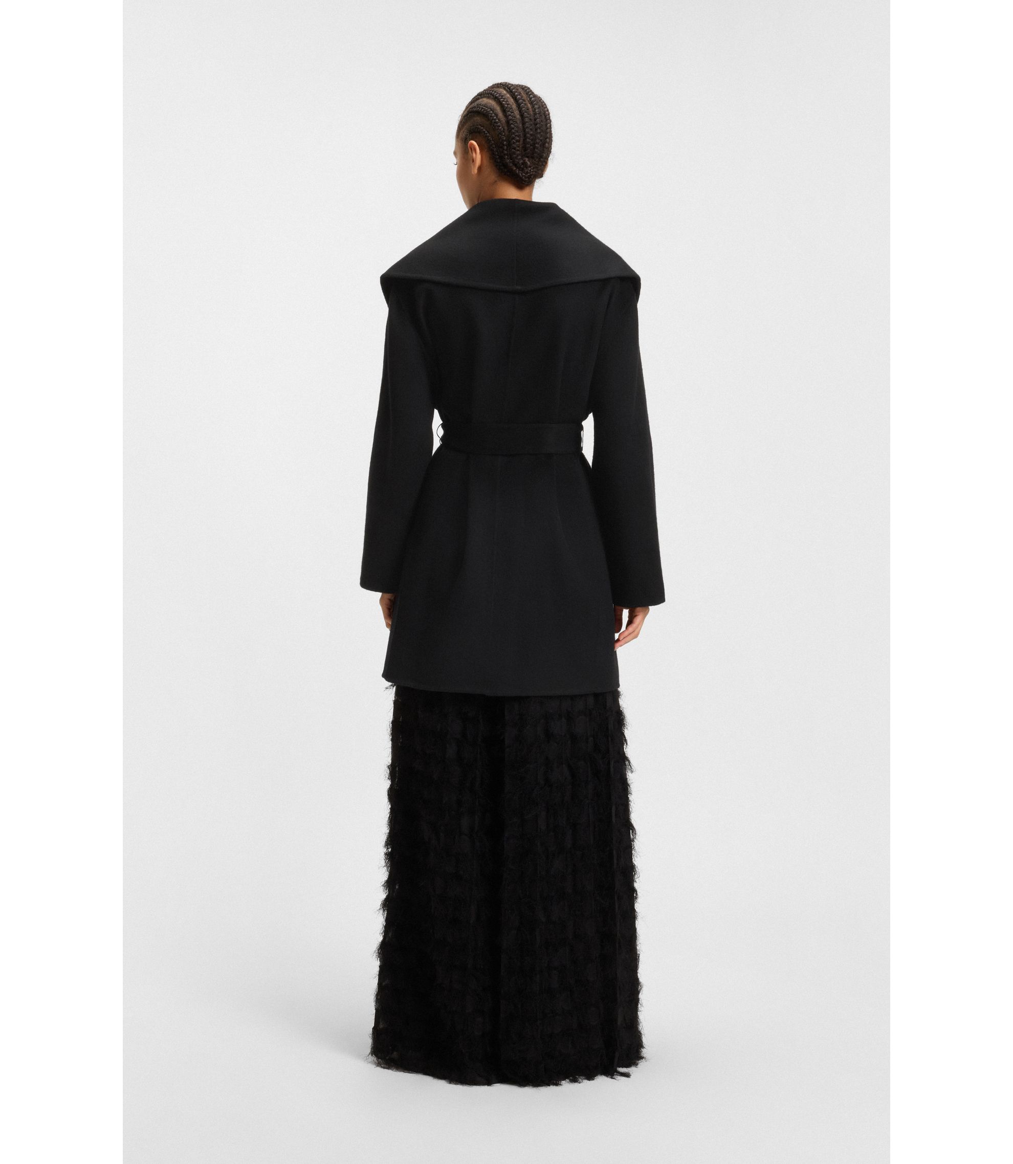 BOSS - Belted coat in a wool blend - Black