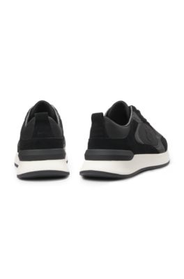 Deportivas con ribete de ante y monograma Double&nbsp;B, Negro