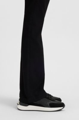 Low-top trainers with suede and faux leather, Black