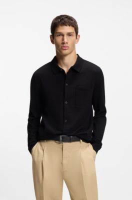 Cintur&oacute;n de piel italiana con hebilla con logo, Negro