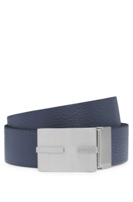 Reversible belt in Italian leather, Blue