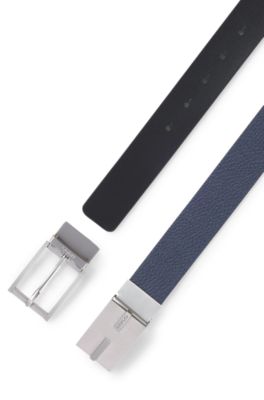 Reversible belt in Italian leather, Blue