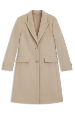 Wool coat in a regular fit, Light Beige