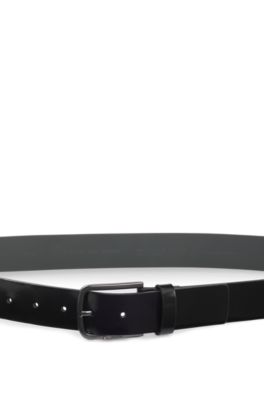 Italian-made belt in brush-off leather, Black