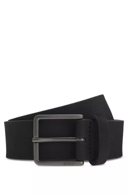Stripe-pattern belt in Italian leather