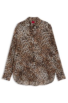 Blusa oversize fit con estampado de leopardo, Fantas&iacute;a