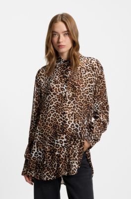 Blusa oversize fit con estampado de leopardo, Fantas&iacute;a